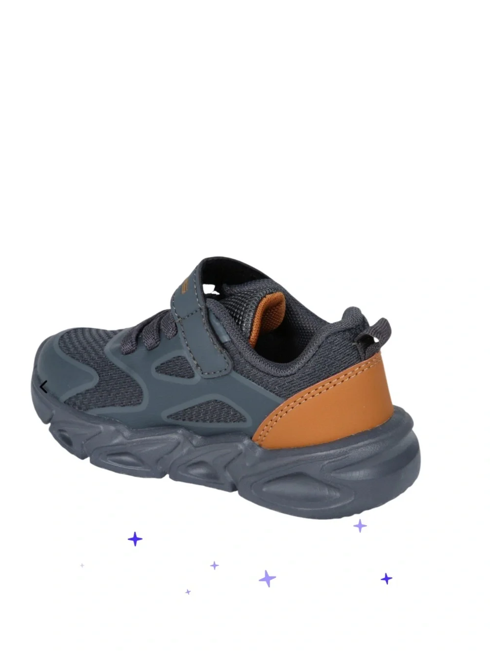 Gears Light Up Sneakers  Kids Navy Sneaker with Tan Heel and Light-Up Sole NWT
